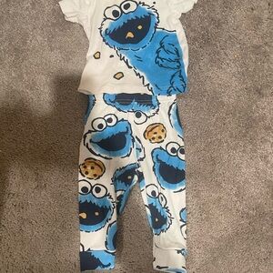 Sesame Street Blue and White Cookie Monster Pajama Set